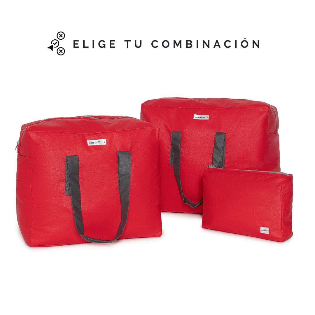 pack mybigbag Pack completo - bolsa XL, bolsa L y neceser reversible - Petrol/Naranja/Roja/Gris