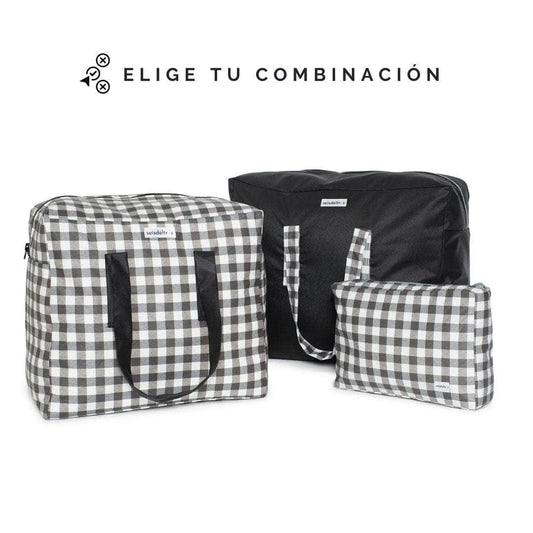 pack mybigbag Pack completo - bolsa XL, bolsa L y neceser - Vichy/Negro